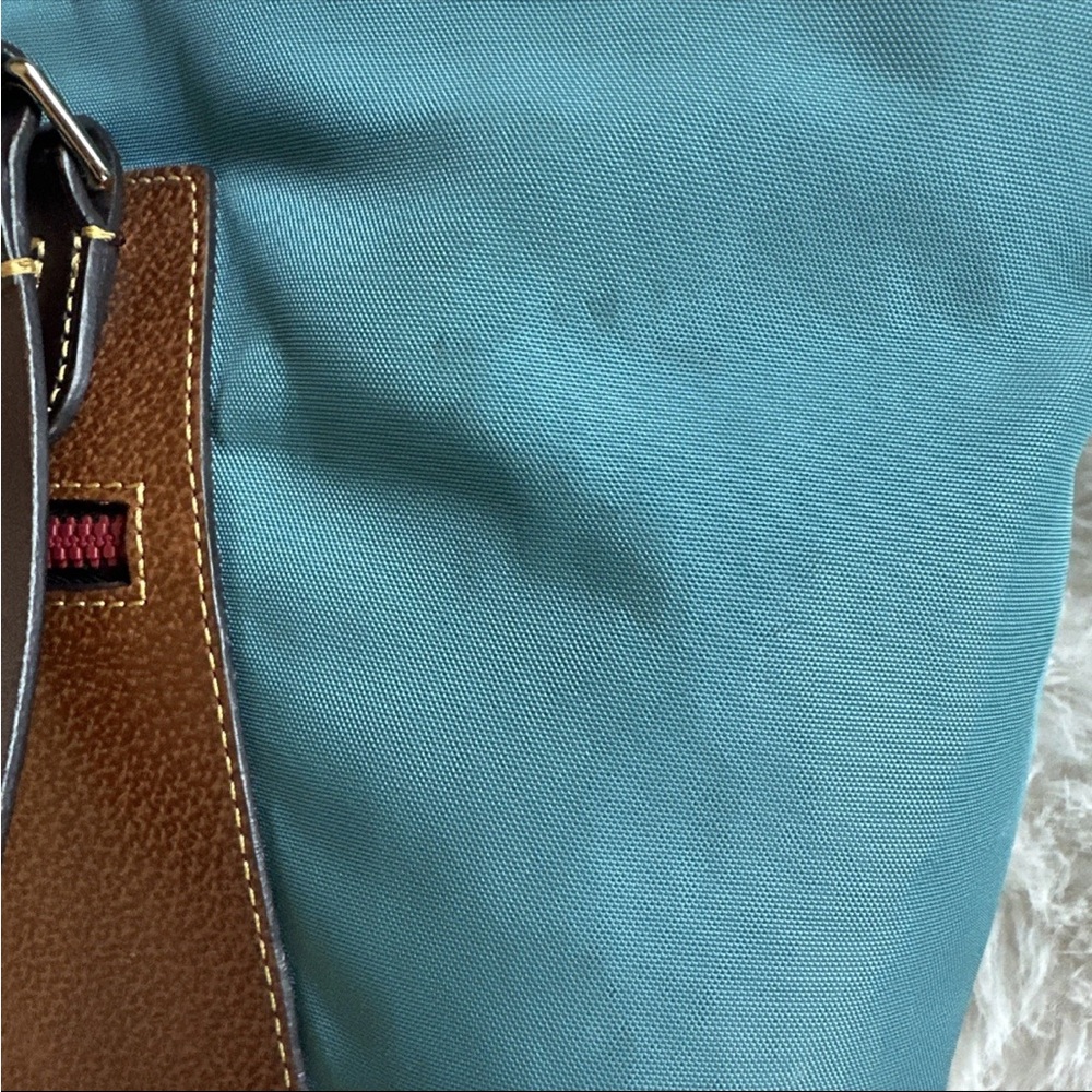 Dooney and Bourke Elegant Blue and Brown Tote Bag - Picture 15 of 16